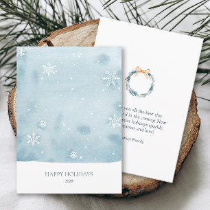 Dusty Blue Snowflake Holiday Card