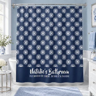 Dusty Blue Snowflake Monogram Bathroom
