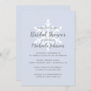Dusty Blue Snowflake Winter Bridal Shower Invitation
