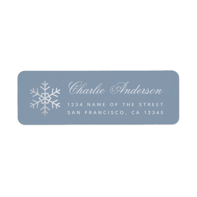 Dusty Blue Snowflake Winter Holidays Faux Silver (Devant)