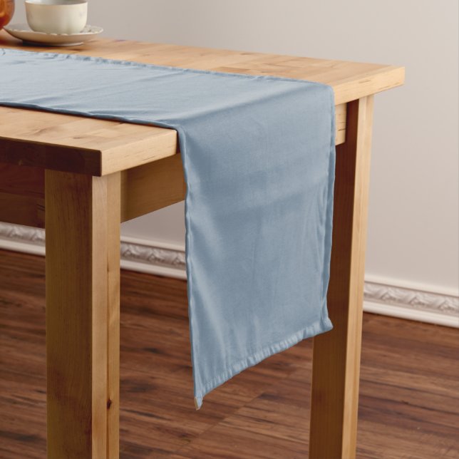 Dusty Blue Solid Colour Short Table Runner (In Situ)