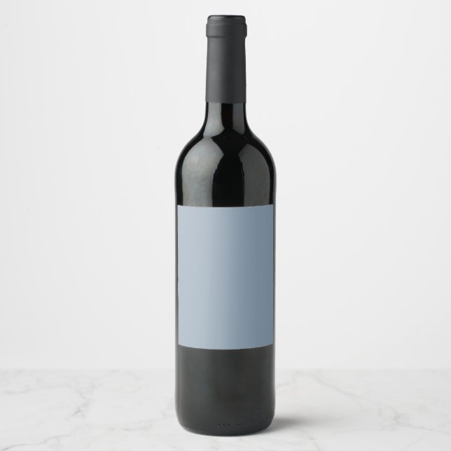 Dusty Blue Solid Colour Wine Label (Front)