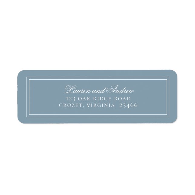 Dusty Blue Solid Modern Minimalist Return Address (Front)