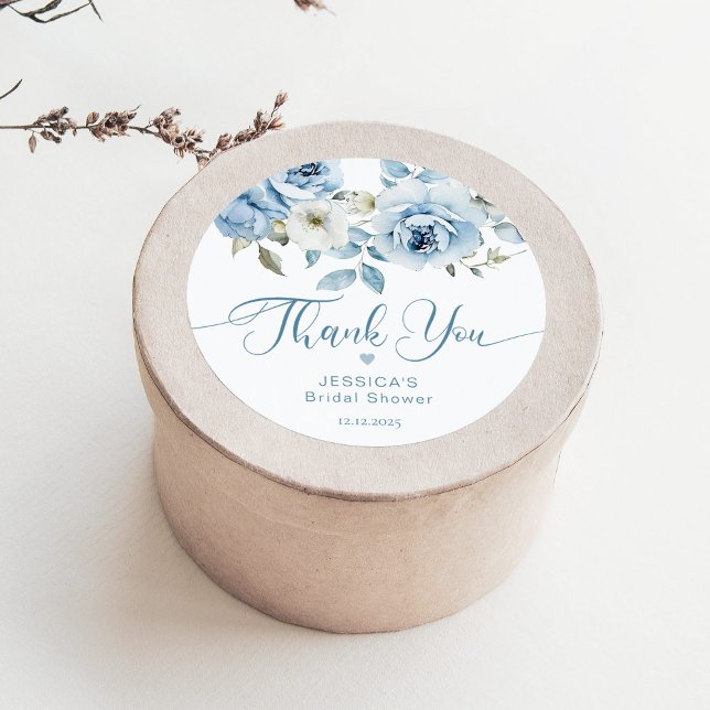 Dusty blue Something blue bridal thank you Classic Round Sticker (Creator Uploaded)