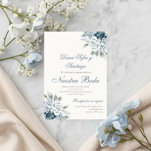Dusty Blue Spanish Wedding invitation