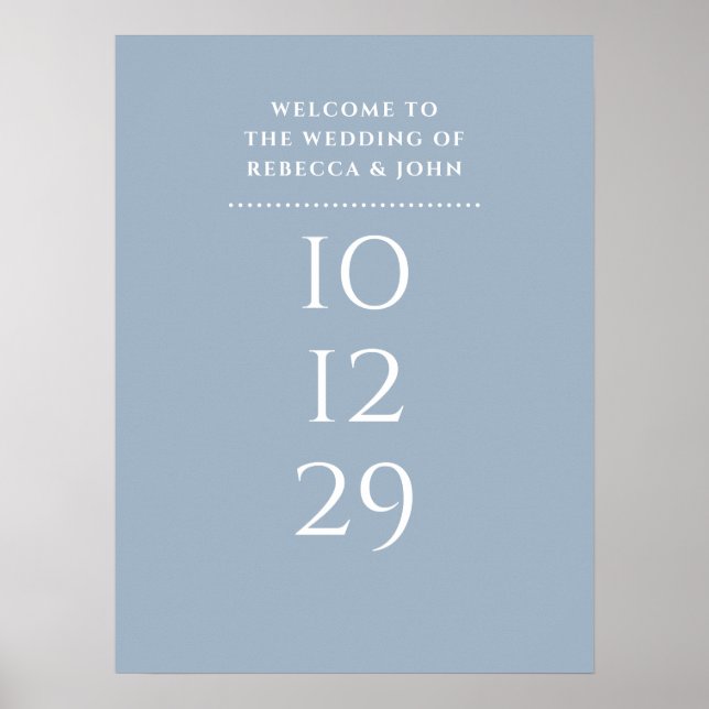 Dusty Blue Special Date Mariage Affiche de bienven (Devant)