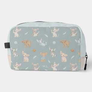Dusty Blue Sphynx Cat Pattern Custom Monogram Kids Dopp Kit