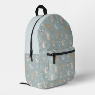 Dusty Blue Sphynx Cat Pattern Custom Monogram Kids Printed Backpack
