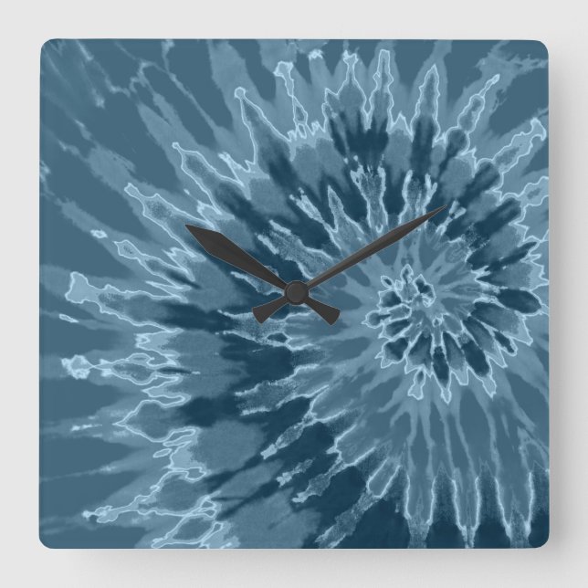 Dusty Blue Spiral Tie Dye Clock (Front)