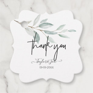 Dusty Blue Sprig Thank You Signature Script Favour Tags