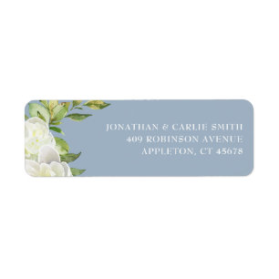 Dusty Blue Spring Floral Peony Wedding Label