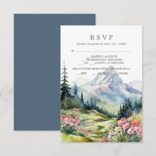 Dusty Blue Spring Mountains Wedding Carte RSVP