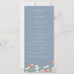 Dusty Blue Spring Watercolor Wedding Program