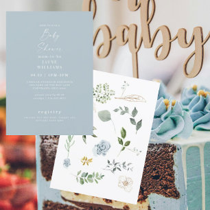 Dusty Blue Springing onto the Scene II Baby Shower Invitation