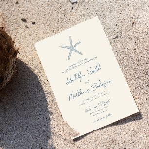 Dusty Blue Starfish Beach Destination Wedding Invitation