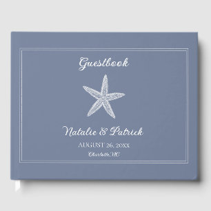 Dusty Blue Starfish Wedding Guest Book