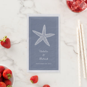 Dusty Blue Starfish Wedding Napkin