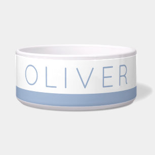 Dusty Blue Stripe Modern Cat or Dog Name on Pet
