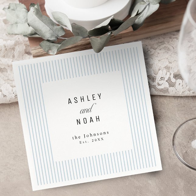 Dusty Blue Striped Elegance Classy Wedding Napkin (Dusty Blue Striped Elegance Classy Wedding Napkins)