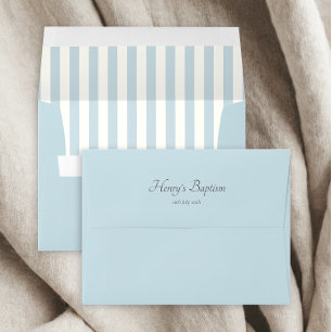 Dusty Blue Stripes Enveloppe élégante pour le bapt