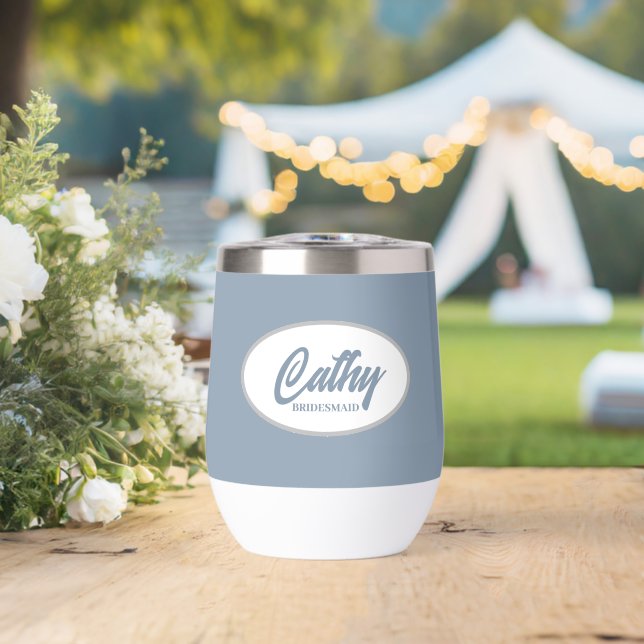 Dusty Blue Stylized Name Wedding Bridesmaid (Wedding (Rotated))