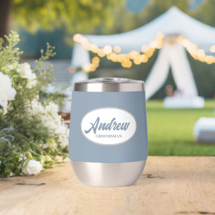 Dusty Blue Stylized Name Wedding Groomsman