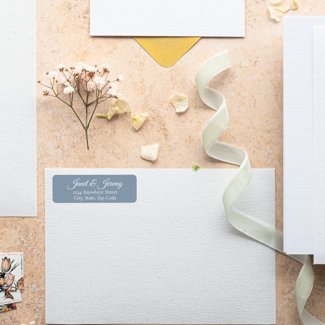 Dusty Blue Stylized Names Wedding Return Address (In Situ Wedding)