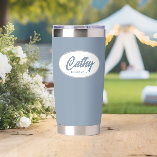 Dusty Blue Stylized Wedding Bridesmaid Insulated Tumbler (Wedding (Rotated))