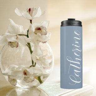 Dusty Blue Stylized Wedding Bridesmaid Thermal Tumbler