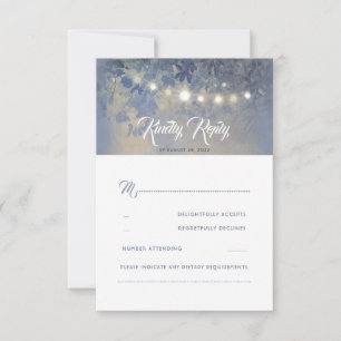 Dusty Blue Summer Night Rustic Wedding RSVP Card