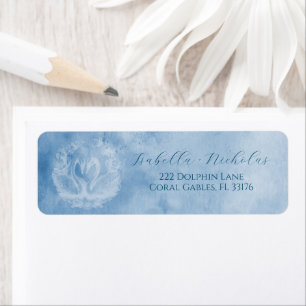 Dusty Blue Swan Lake Mariage Adresse de retour Lab