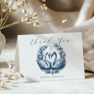Dusty Blue Swan Lake Wedding Thank You Card