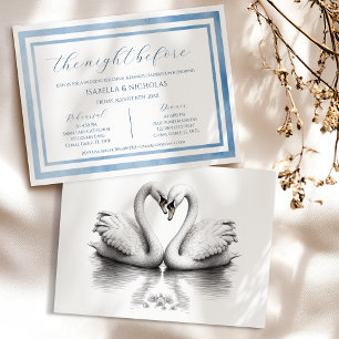 Dusty Blue Swan Rehearsal Dinner Invite