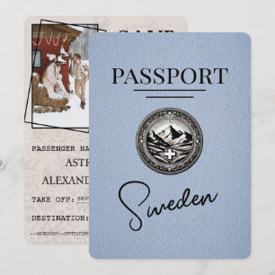 Dusty Blue Sweden Passport Save The Date