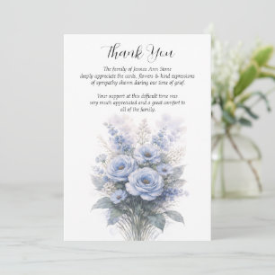Dusty Blue Sympathy Floral Funeral Thank you Invitation