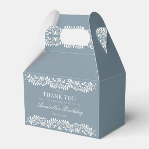 Dusty Blue Talavera Fiesta Birthday Dessert Favor Box