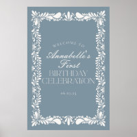 Dusty Blue Talavera Fiesta Birthday Party Welcome