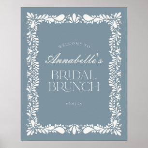 Dusty Blue Talavera Fiesta Bridal Brunch Welcome Poster
