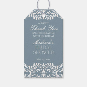 Dusty Blue Talavera Fiesta Bridal Shower Favor Gift Tags