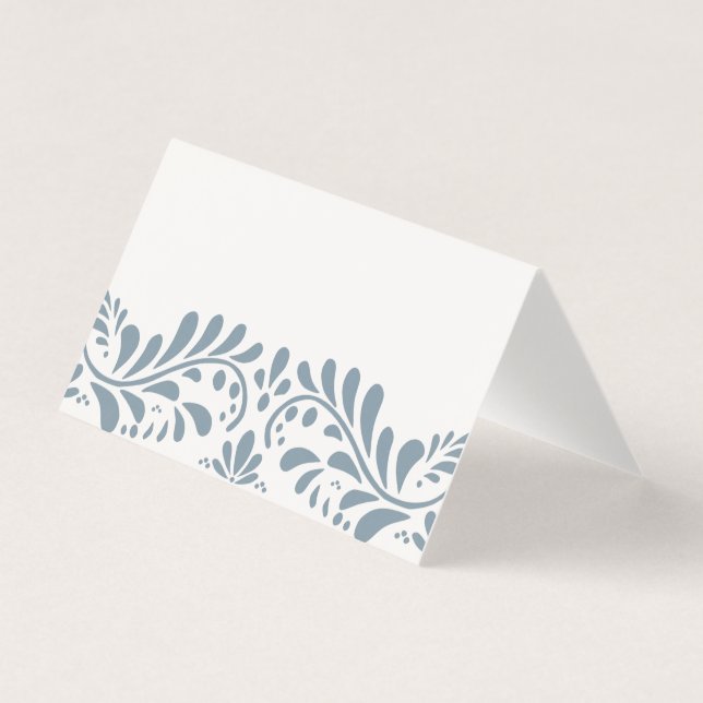 Dusty Blue Talavera Fiesta Place Card Table Decor (Front)