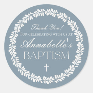 Dusty Blue Talavera Spanish Fiesta Baptism Favour Classic Round Sticker