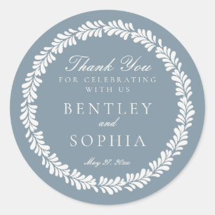 Dusty Blue Talavera Spanish Fiesta Wedding Favour Classic Round Sticker