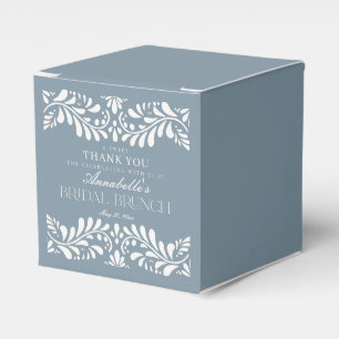 Dusty Blue Talavera Tile Fiesta Bridal Brunch Favor Box