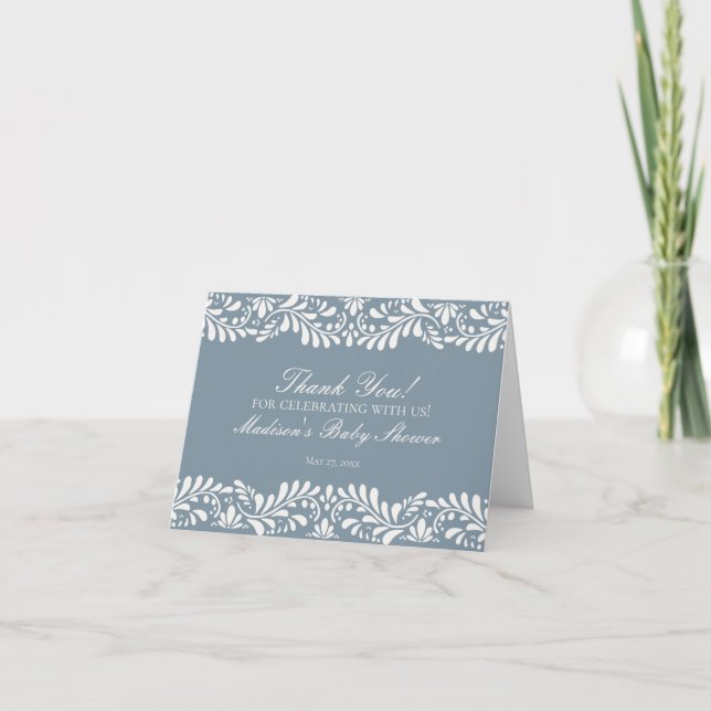 Dusty Blue Talavera Tile Fiesta Thank You Card  (Front)