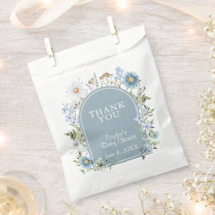Dusty Blue Tea Party Baby In Bloom Baby Shower  Favour Bag