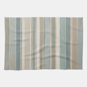 Dusty Blue Teal Sage Beige Stripe Kitchen Towel