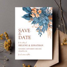 Dusty Blue Terracotta Boho Floral Elegant Wedding