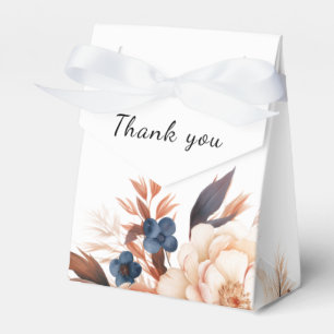 Dusty blue & Terracotta floral watercolor wedding Favor Box