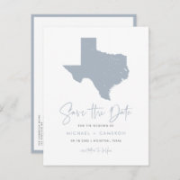 Dusty Blue Texas State Map QR Code Save the Date