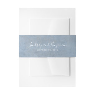 Dusty Blue Texture Modern Wedding Invitation Belly Band